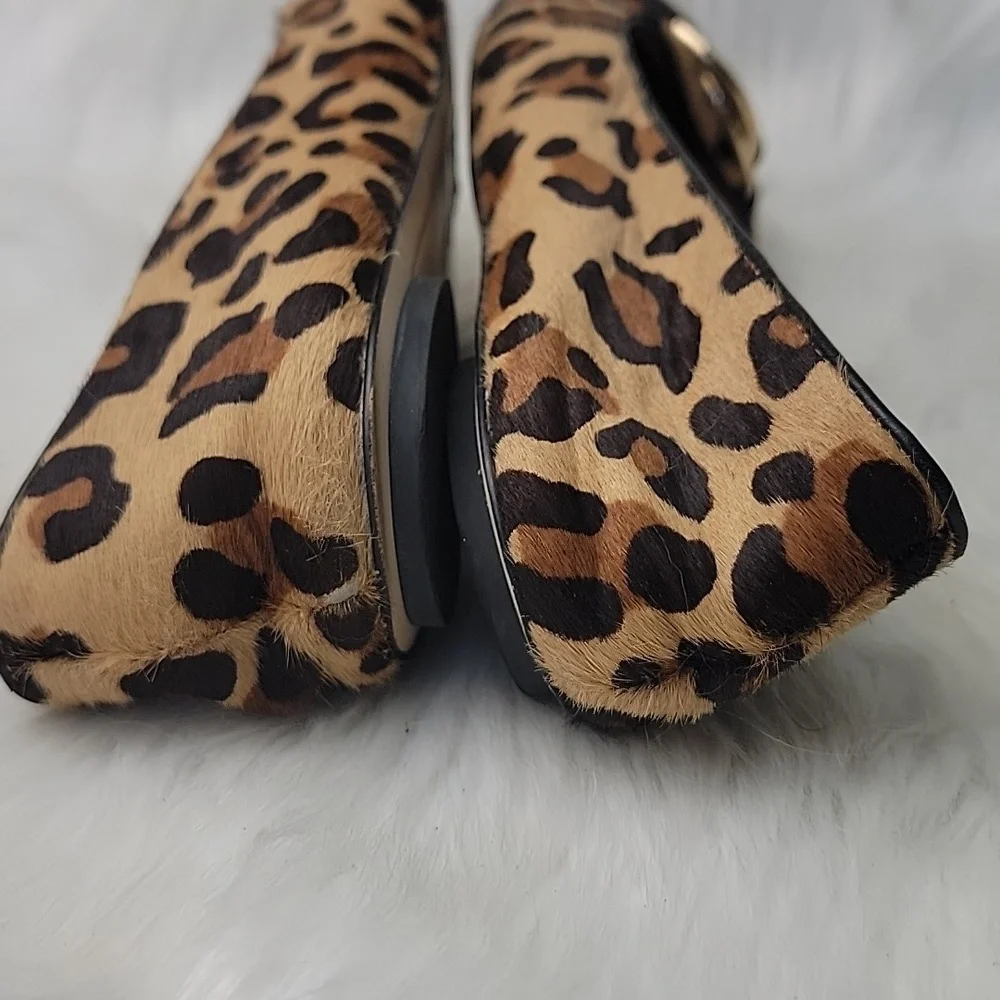 KARL LAGERFELD Liannes Leopard Animal Printed Calf Hair Embellished Ballet Flats